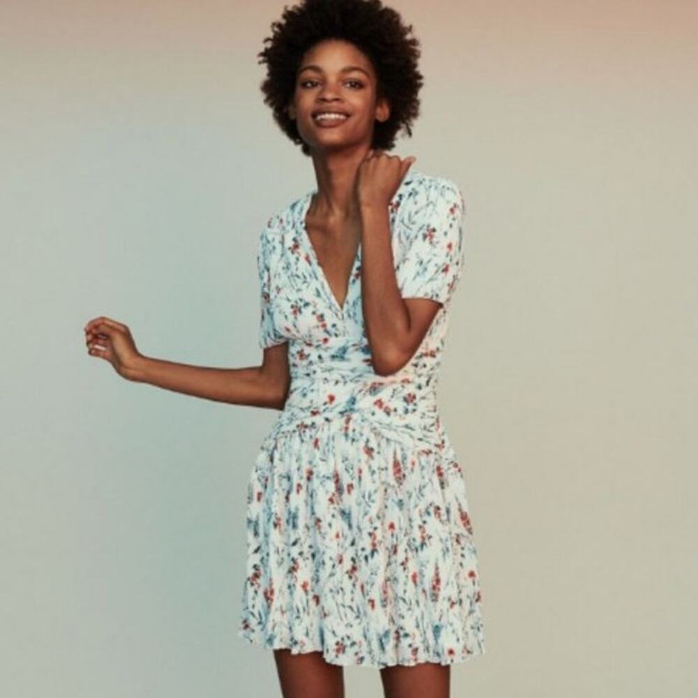 Maje Dresses Rasion Pleated Floralprint Mini Dress